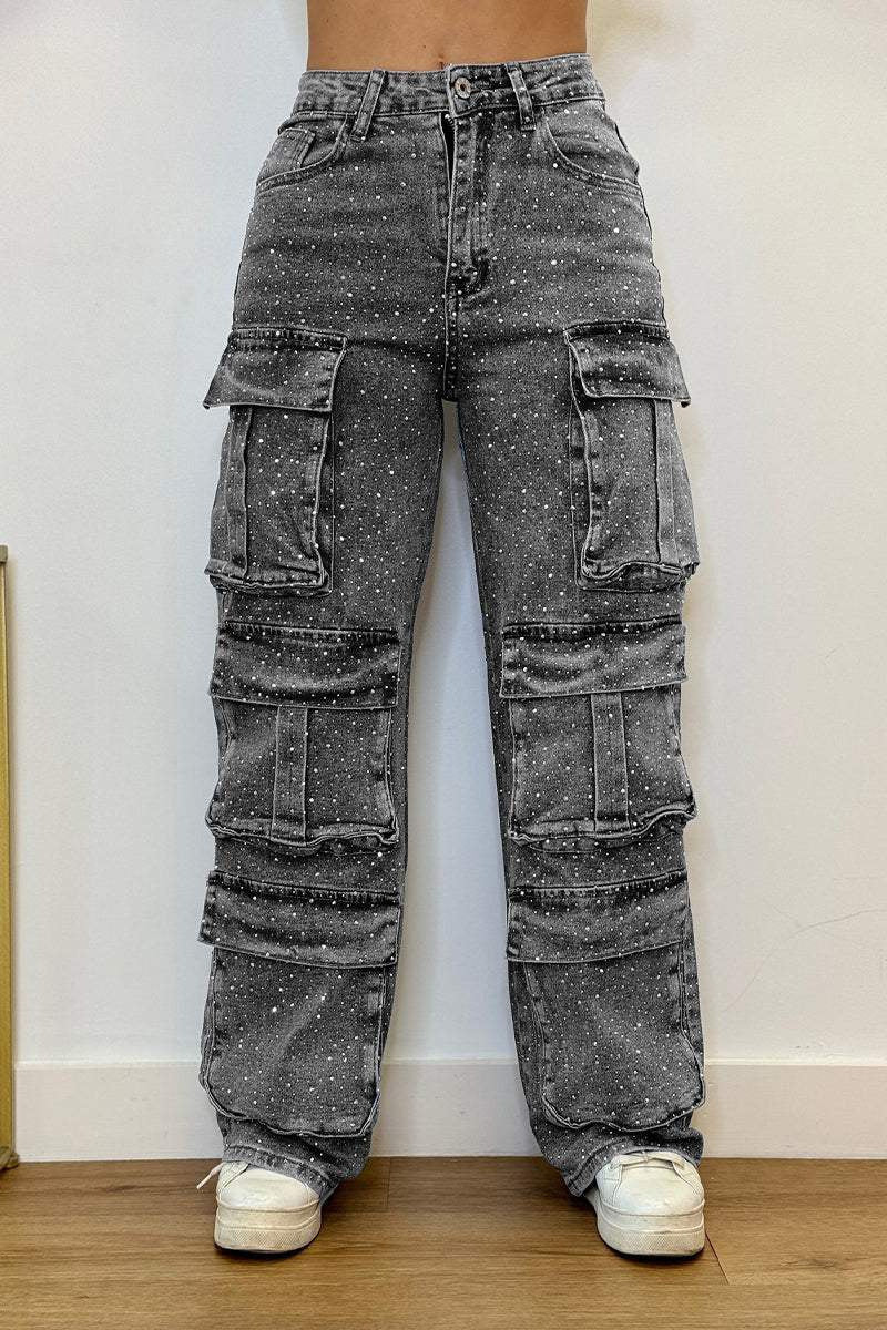 Damen Cargo-Hose Trend-Taschen Modern Wasch-Effekt
