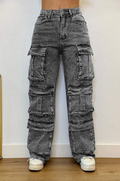 Damen Cargo-Hose Trend-Taschen Modern Wasch-Effekt
