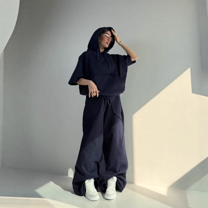 Damen Oversized Kapuzenpullover Kängurutasche Elastischer Saum