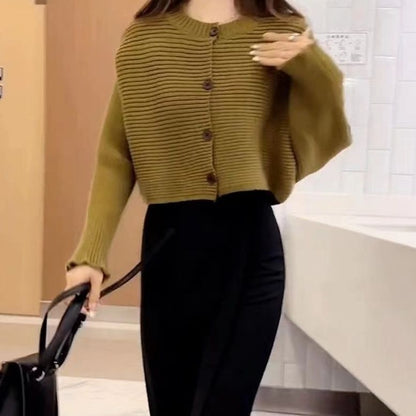 Damen Strickjacke locker mit Knöpfen und weitem Schnitt Norvielle