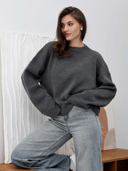 Damen Sweater Weit Schnitt Strukturiert Norvielle