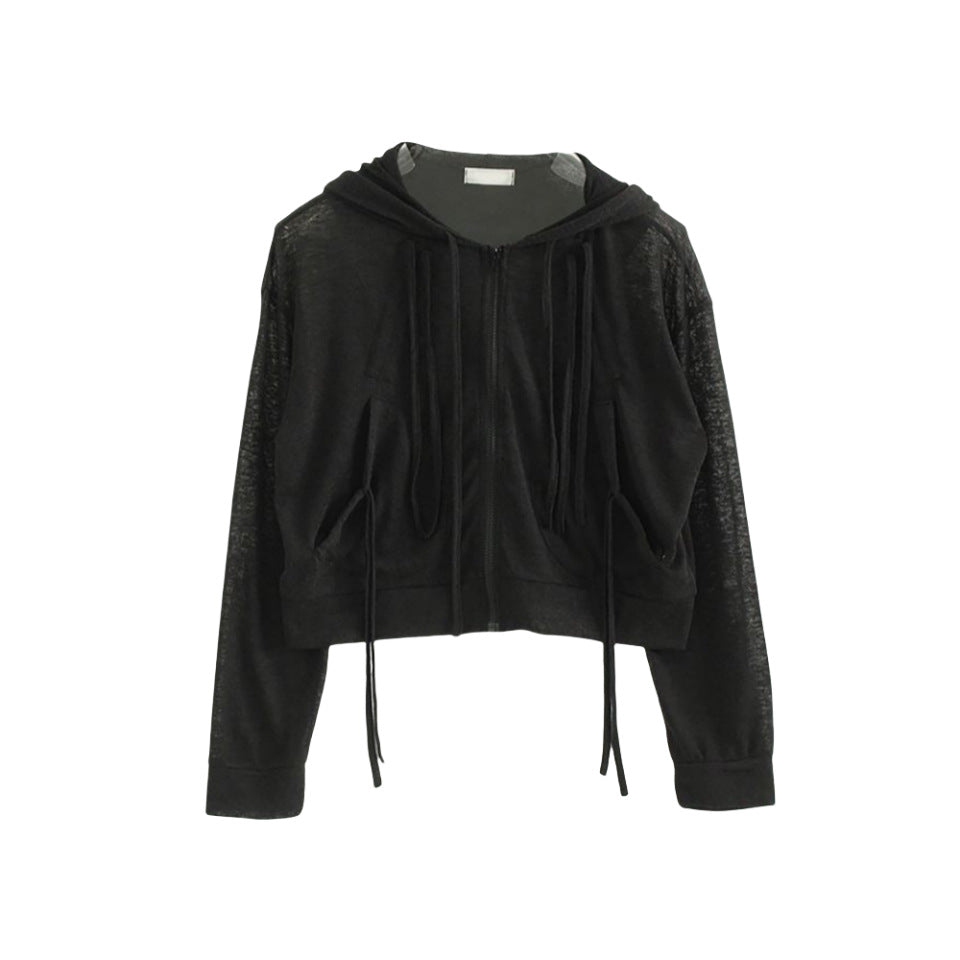 Damen Cropped Kapuzenjacke Reißverschluss Norvielle