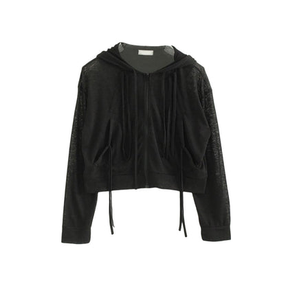 Damen Cropped Kapuzenjacke Reißverschluss Norvielle