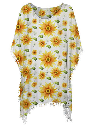 Damen Strandtunika Floralmuster Poncho-Style