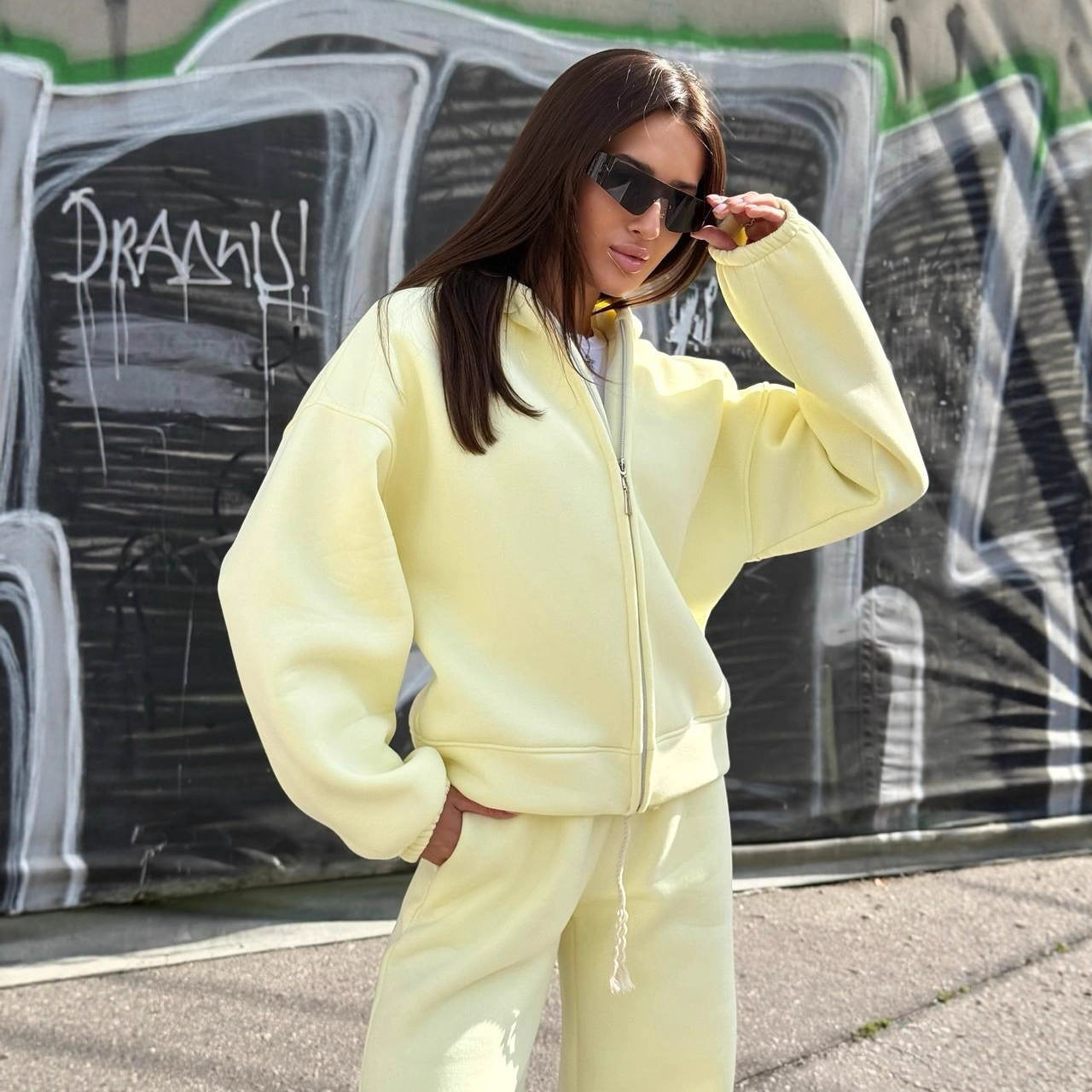 Damen Oversized Jogginganzug mit Kapuze Elastisch
