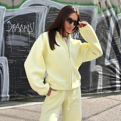 Damen Oversized Jogginganzug mit Kapuze Elastisch