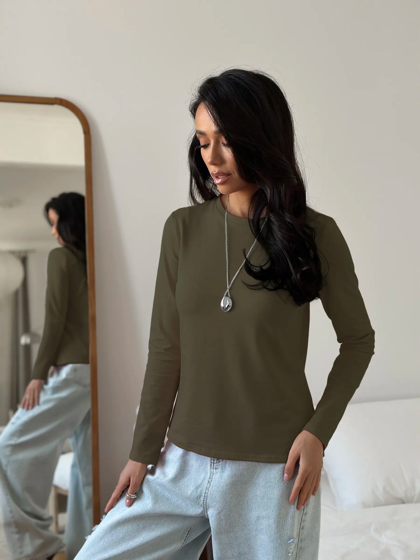 Damen Langarmshirt Körperbetonter Schnitt Norvielle