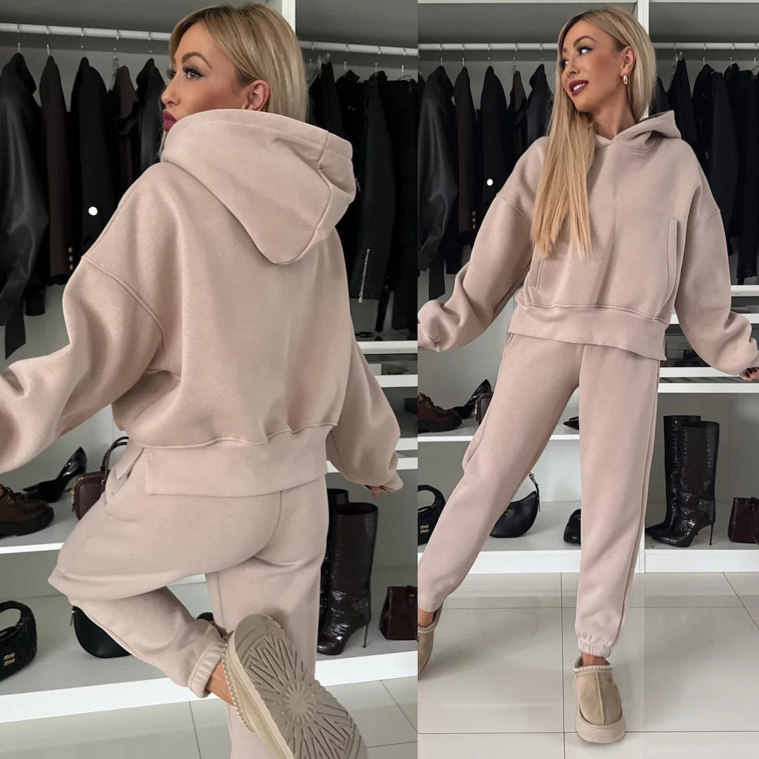 Damen Hoodie Jogginghosen Set aus Baumwolle Norvielle Grau