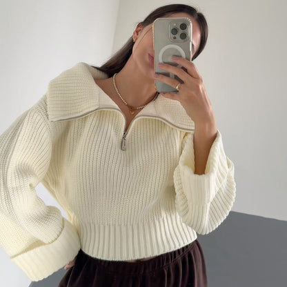 Damen Strickpullover Hochkragen Norvielle