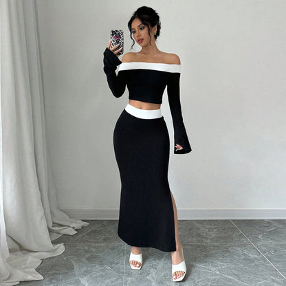 Damen Off-Shoulder Crop- Set mit Maxirock Norvielle