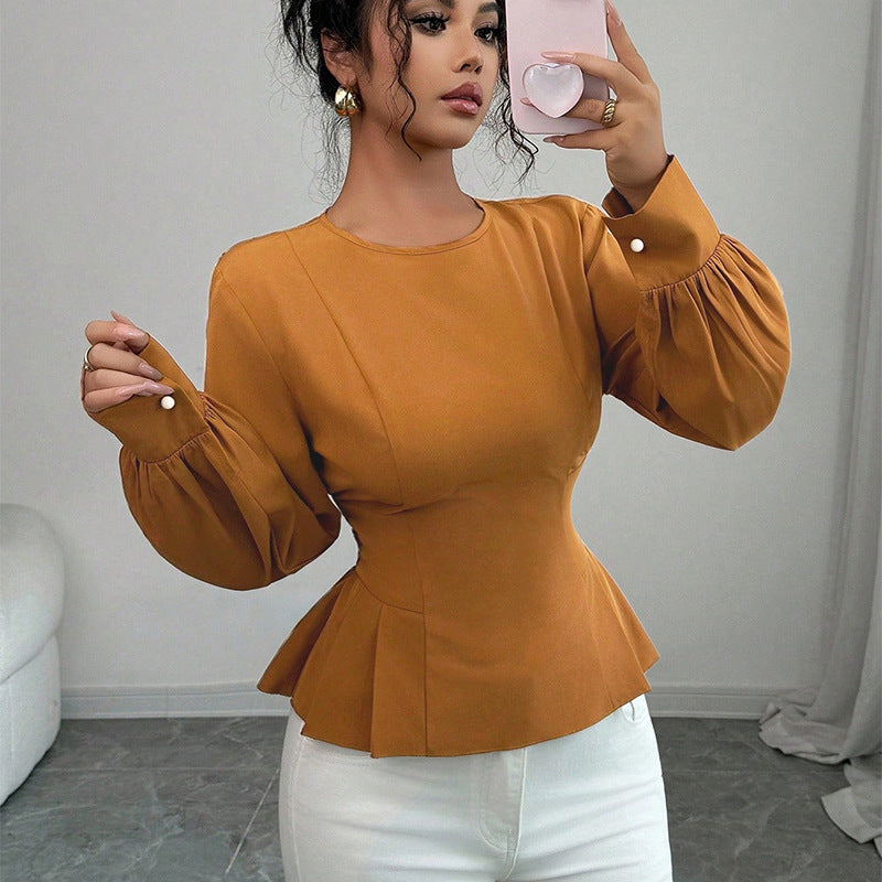 Damen Bluse Taillierte Puffärmel Norvielle