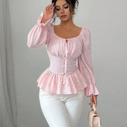 Damen Bluse Rüschendetails Tailliert Norvielle - Norvielle