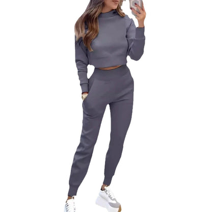 Damen Sportset Baumwolle Cropped-Oberteil Elastisch