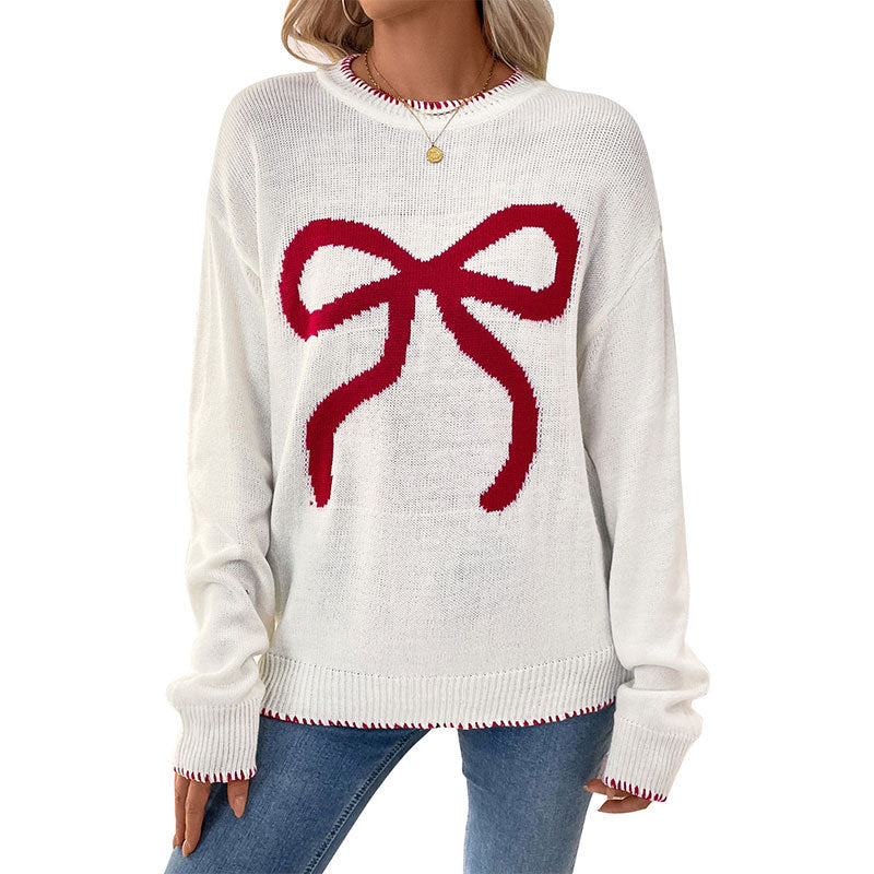 Damen Strickpullover Festlich Schleifenmuster Lässig Norvielle