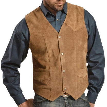 Herren Lederweste Wildleder Rustikal Mit Taschen
