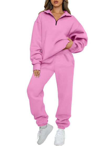 Damen Sweatpants-Set Stehkragen Kängurutasche Norvielle