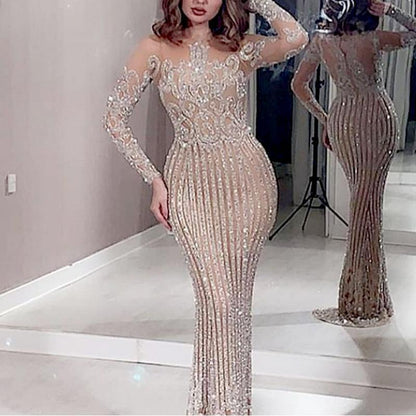 Damen Pailletten-Kleid Langärmlig Eng anliegend Norvielle - Norvielle