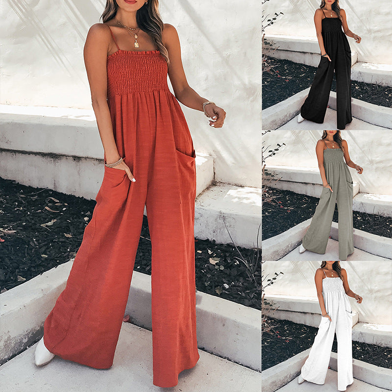 Damen Jumpsuit Weites Bein Elastisch Norvielle