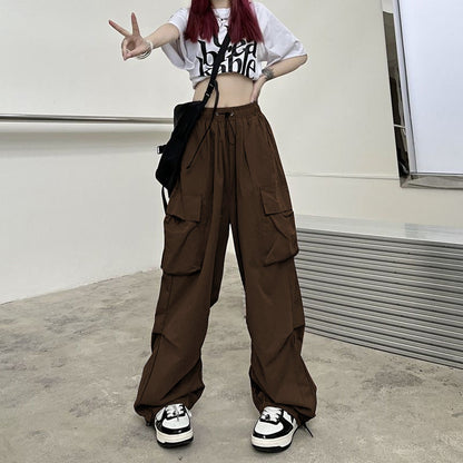 Damen Cargo-Hose Weites Bein Praktische Taschen