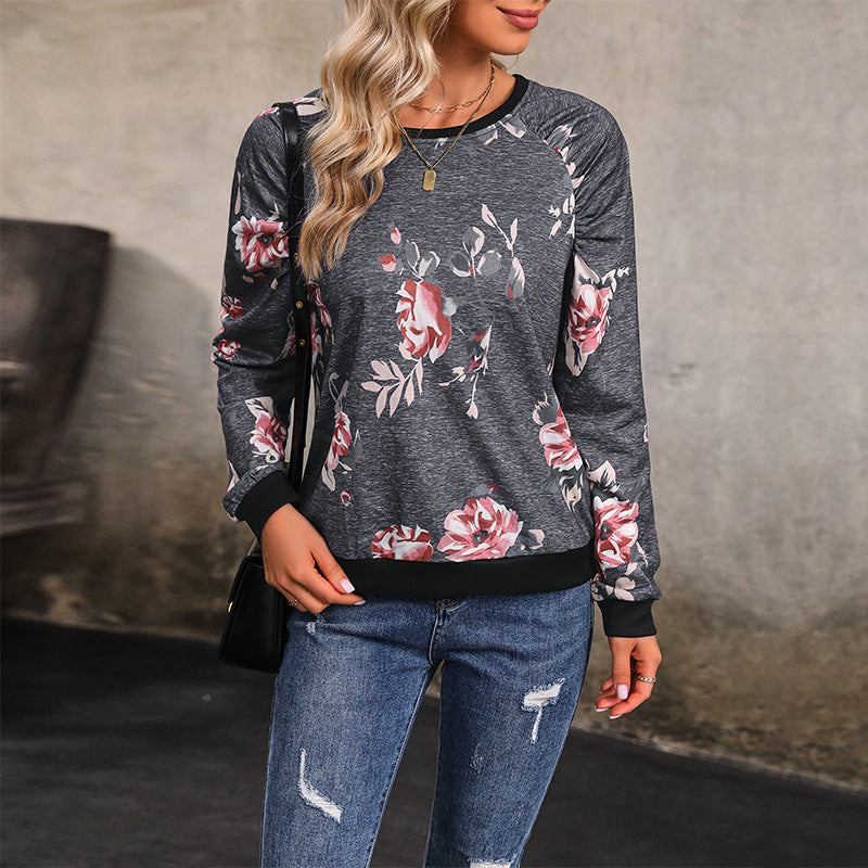Damen Sweatshirt Blumenmuster Knöpfe Norvielle - Norvielle