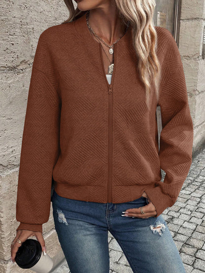 Damen Sweatjacke Strukturiert Reißverschluss Norvielle