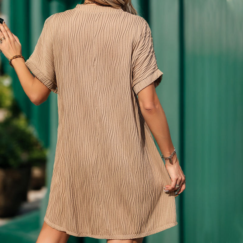 Damen Freizeitkleid V-Ausschnitt Strukturiert Luftig Norvielle