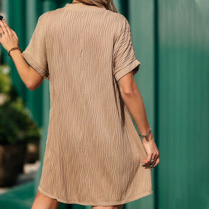 Damen Freizeitkleid V-Ausschnitt Strukturiert Luftig Norvielle