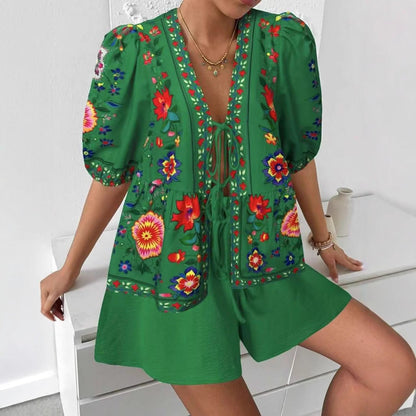 Damen Blusenshirt Blumenmuster Locker Norvielle