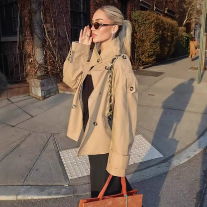 Damen Trenchcoat Jacke Kurz Norvielle