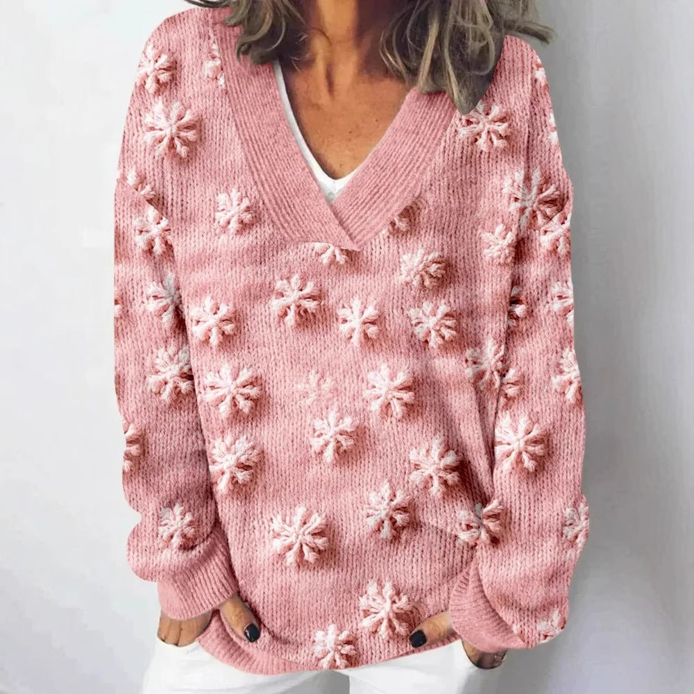 Damen Strickpullover Landschaftsmuster
