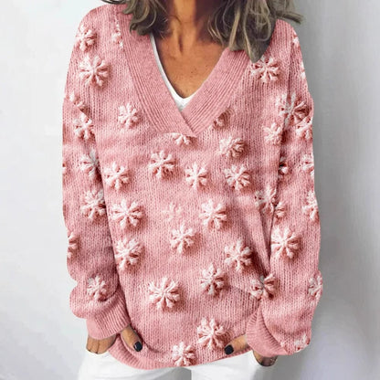 Damen Strickpullover Landschaftsmuster