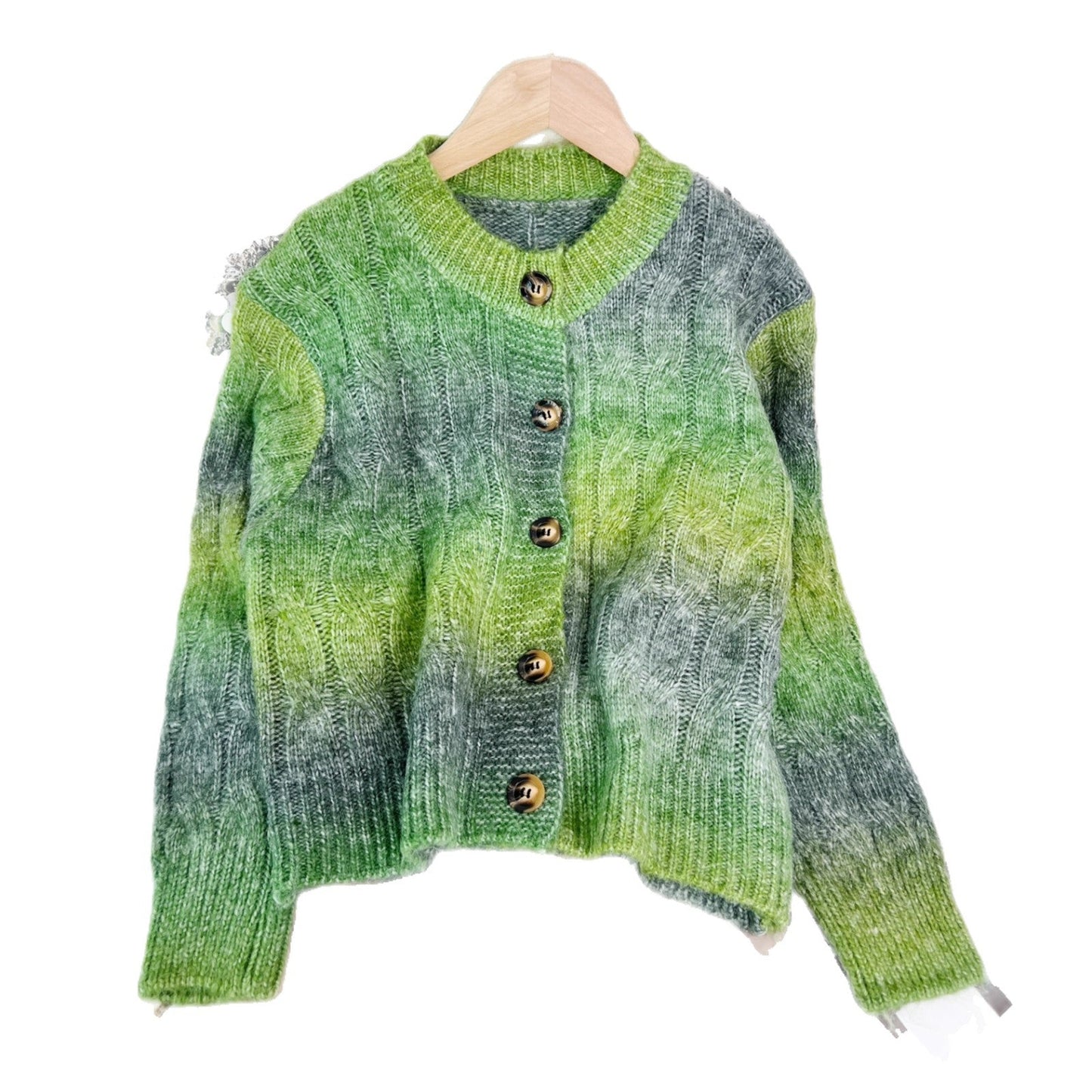 Damen Strickjacke Zopfmuster Farbverlauf Norvielle