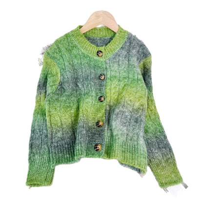 Damen Strickjacke Zopfmuster Farbverlauf Norvielle