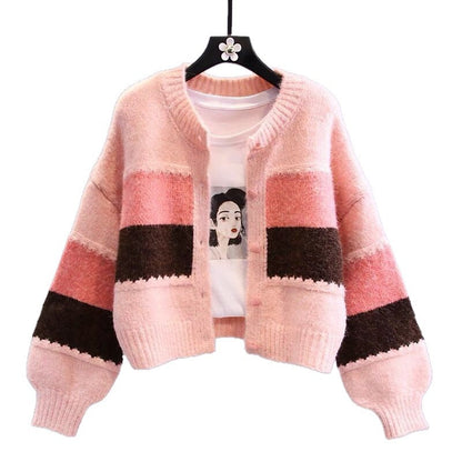 Damen Strickjacke Kontraststreifen Norvielle