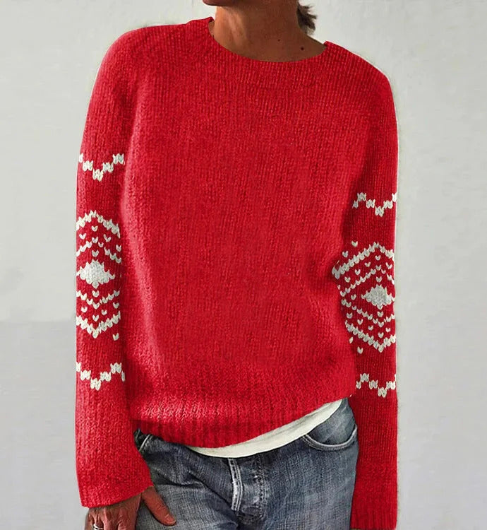 Damen Strickpullover Weich Schneeflocken-Design Norvielle