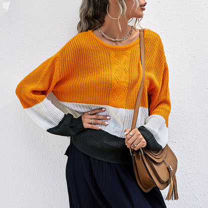 Damen Strickpullover Lässig Weit Blockstreifen Norvielle