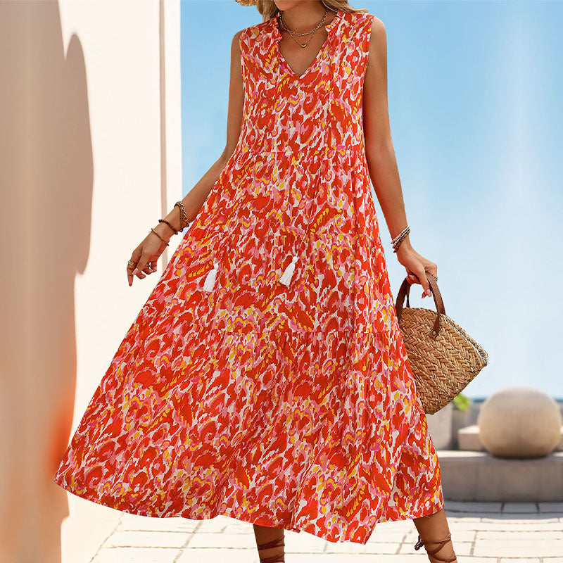 Damen Maxikleid Florales Muster Rüschendetails Norvielle