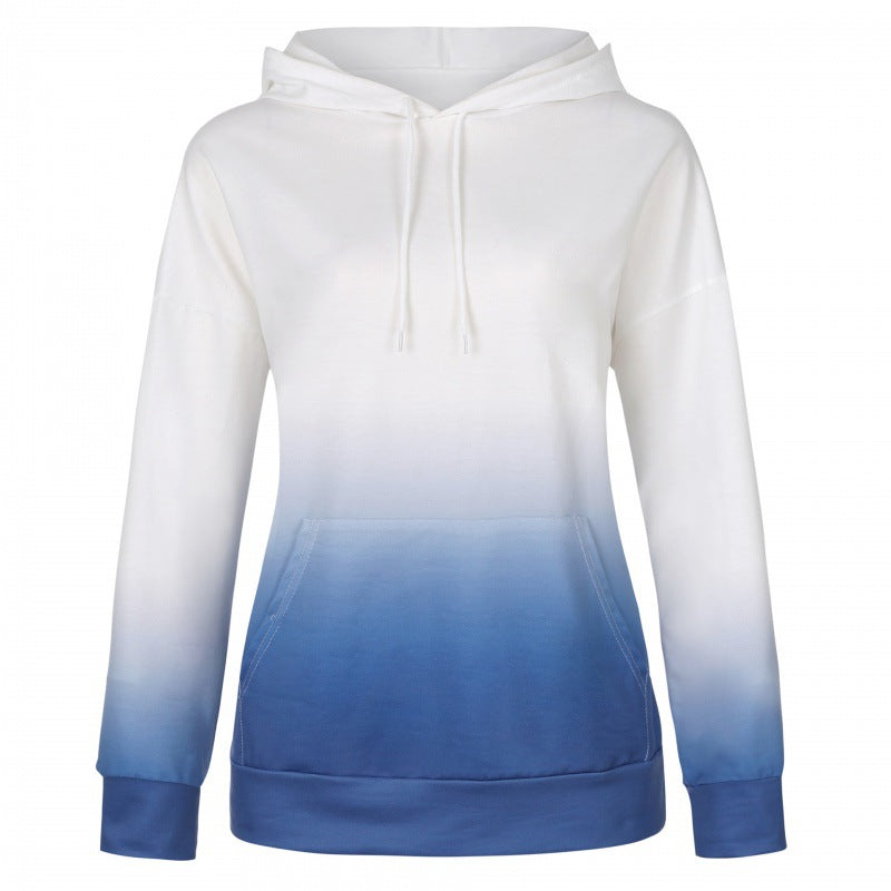 Damen Kapuzenpullover Moderner Farbverlauf Kängurutaschen