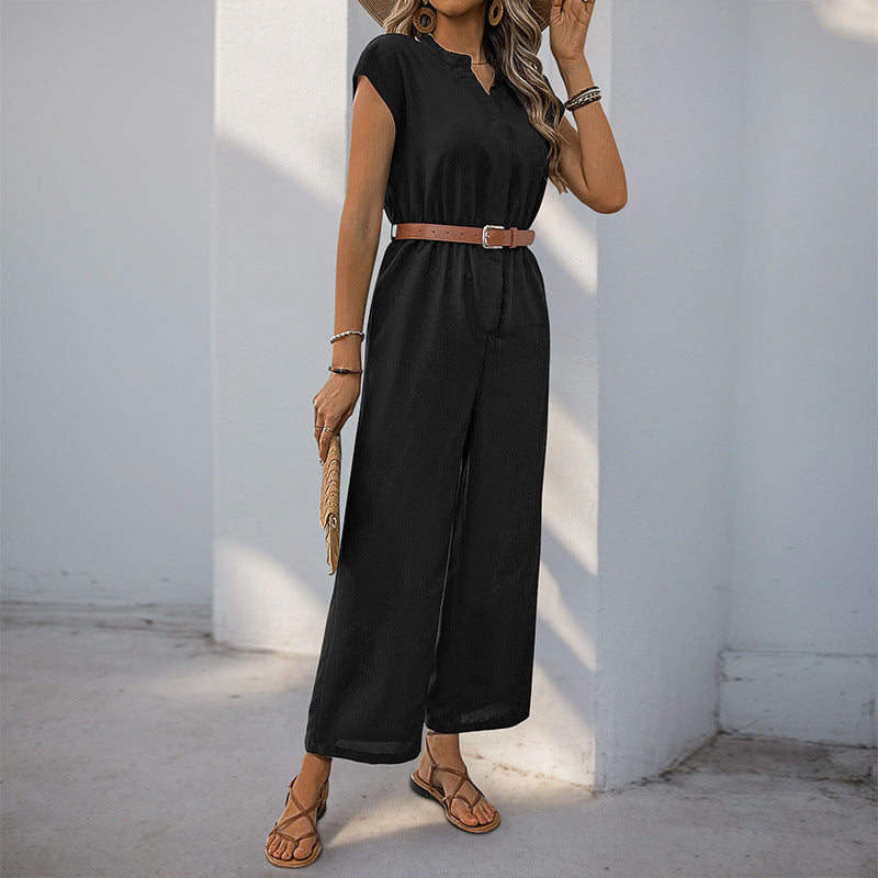 Damen Jumpsuit Elastischer Bund Taillengürtel Norvielle