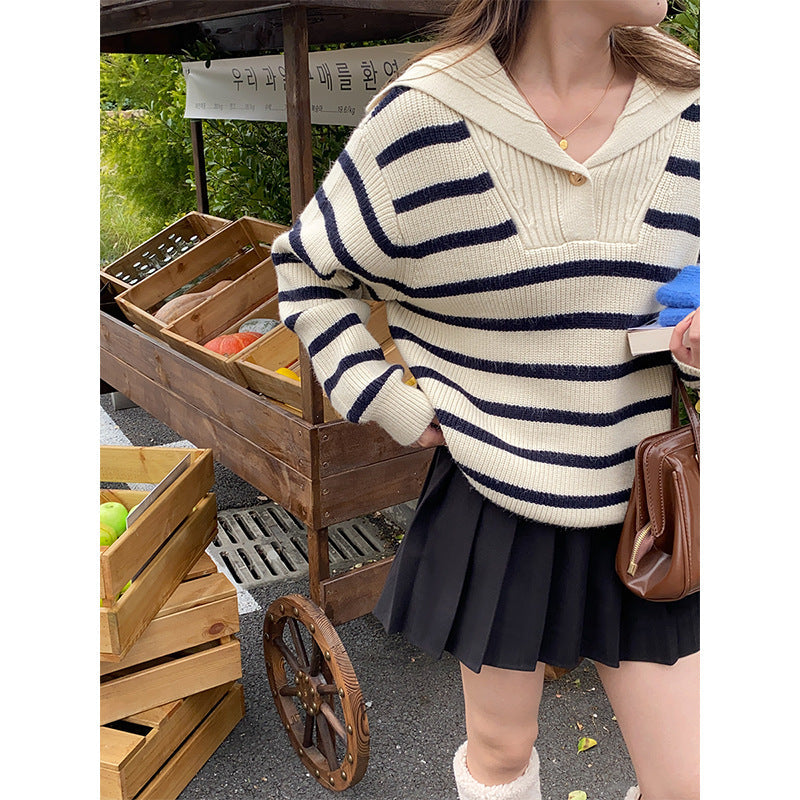 Damen Strickpullover Maritim Streifen Norvielle - Norvielle
