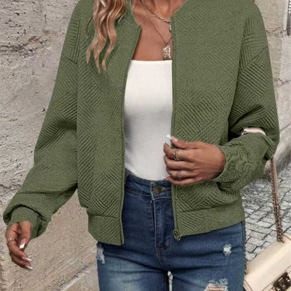 Damen Sweatjacke Strukturiert Reißverschluss Norvielle