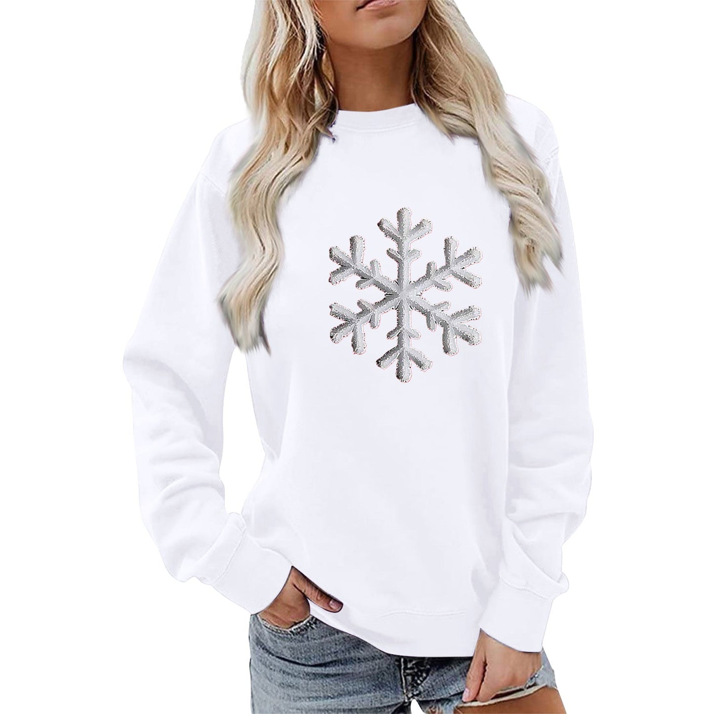 Damen Sweatshirt Schneeflockenmotiv Lässig Norvielle