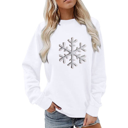 Damen Sweatshirt Schneeflockenmotiv Lässig Norvielle