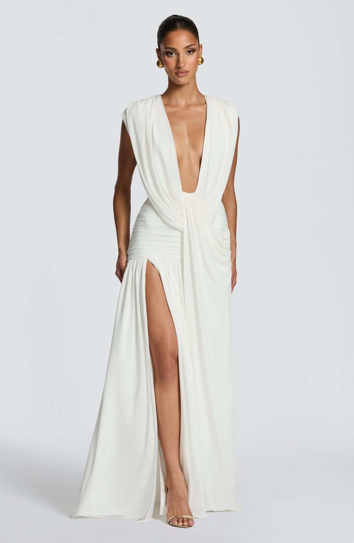 Damen Wickelkleid V-Ausschnitt Geraffter Rock Norvielle