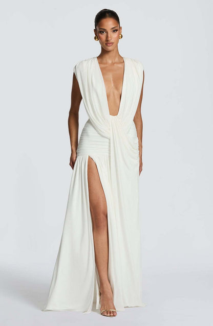 Damen Wickelkleid V-Ausschnitt Geraffter Rock Norvielle
