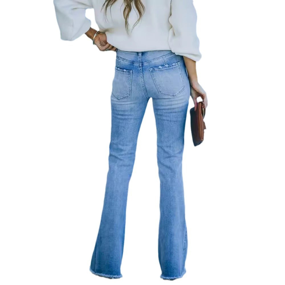 Damen Bootcut-Jeans Hochwerder Norvielle