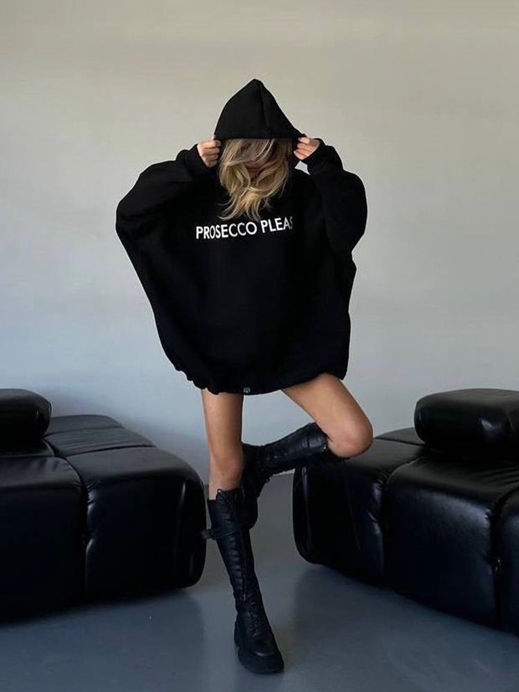 Damen Oversized Hoodie mit Kordelzug und Rippbündchen Norvielle