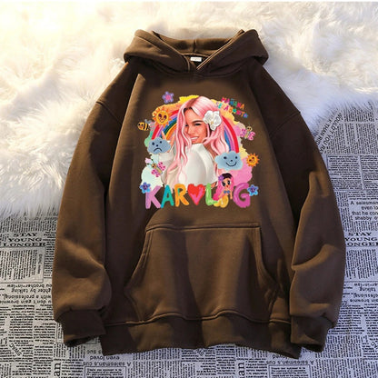 Damen Hoodie Kreativer Druck Kängurutasche