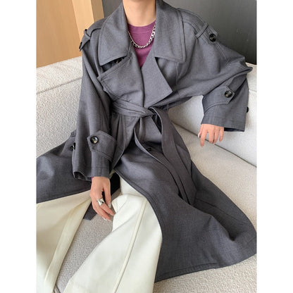 Damen Trenchcoat Großzügige Taschen Moderner Schnitt Norvielle - Norvielle