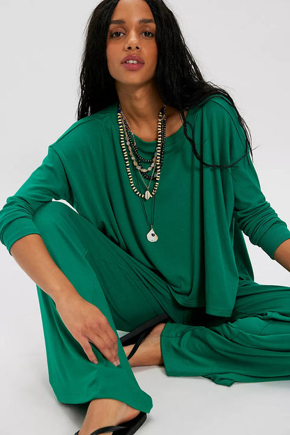 Damen Twinset Weites Oberteil und Hose Norvielle